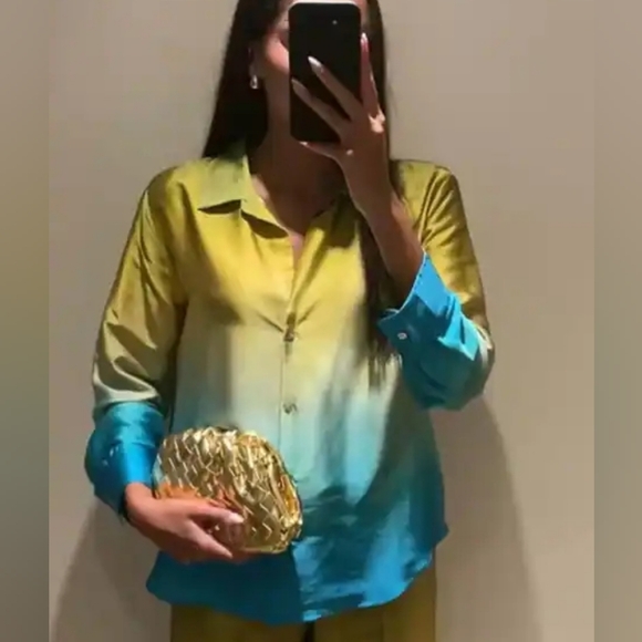 Zara Set 2 Pc satin effect wide leg pants and Top NWT Size XS - Picture 13 of 15